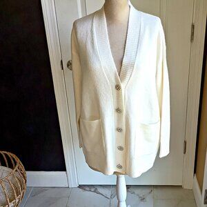 NEW! EXQUISITE JEWELED BOYFRIEND CARDIGAN SWEATER SZ L
